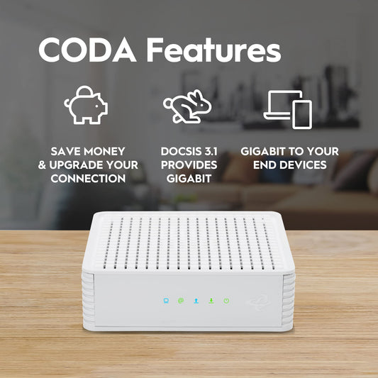 Hitron CODA DOCSIS 3.1 Cable Modem – Up to 1Gbps, Requires Separate WiFi Router