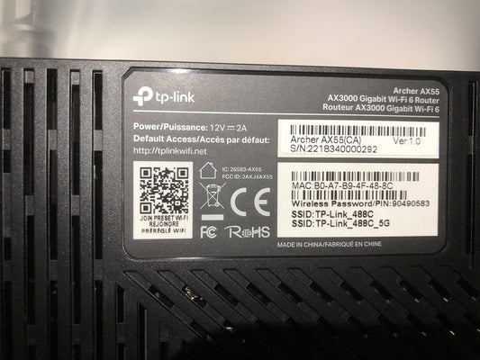 TP-Link Archer AX55 Dual-Band AX3000 WiFi 6 Router – Gigabit, EasyMesh, VPN, USB 3.0